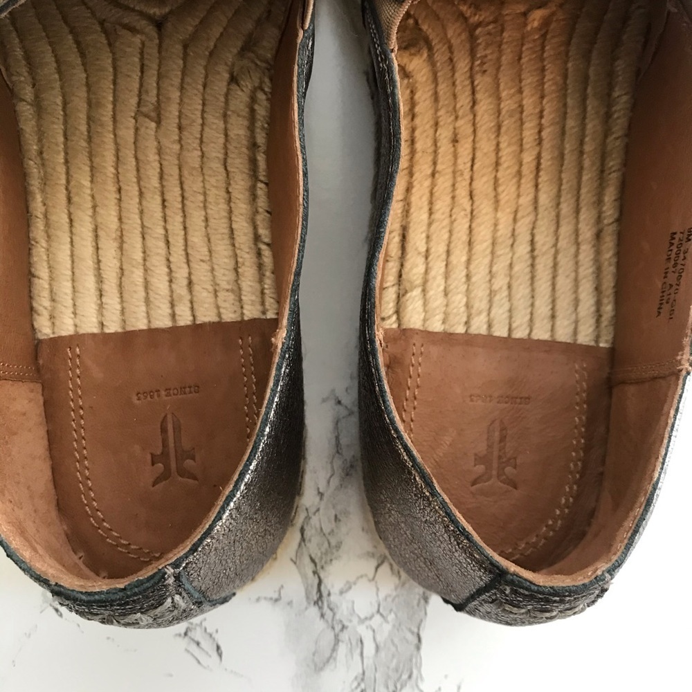 Frye Isbel Espadrilles metallic leather 9 bronze flat comfort - Picture 6 of 10